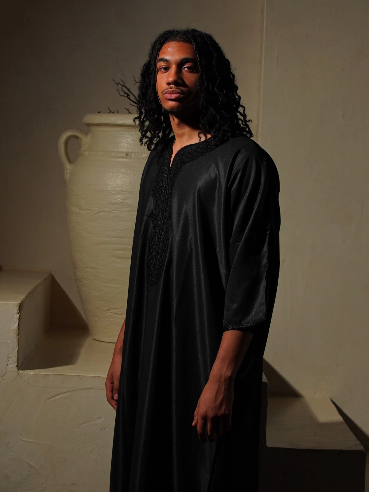 Men’s Gabardine Gandoura in Black