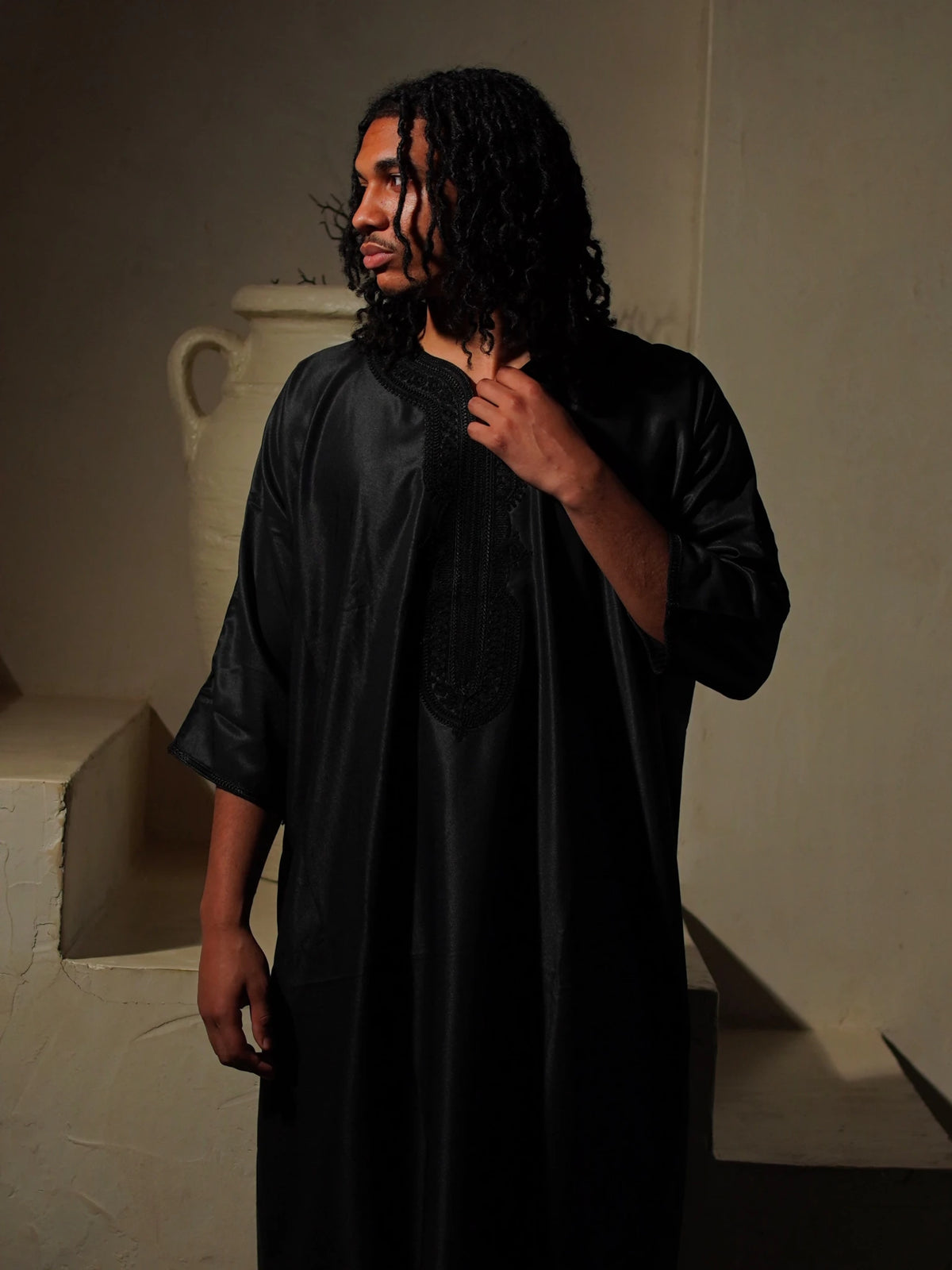 Men’s Gabardine Gandoura in Black