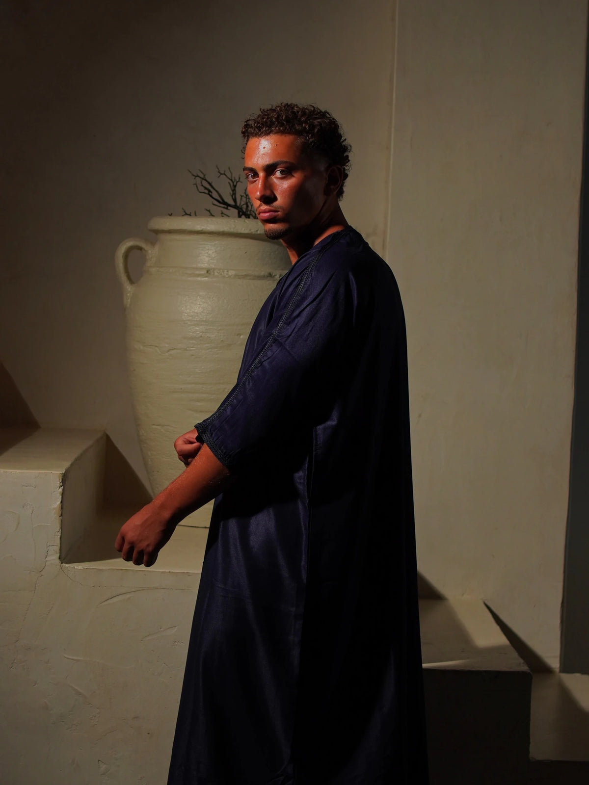 Men’s Gabardine Gandoura in Navy