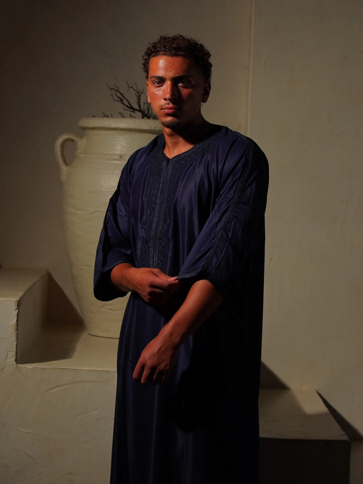 Men’s Gabardine Gandoura in Navy
