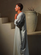 Men’s Gabardine Gandoura in White & Grey