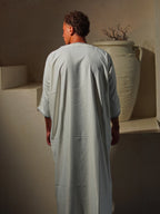 Men’s Gabardine Gandoura in White & Grey