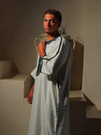 Men’s Gabardine Gandoura in White & Green