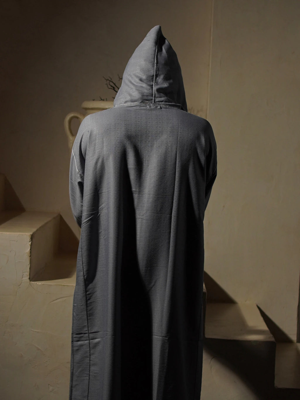 Men’s Grey Linen-Blend Djellaba