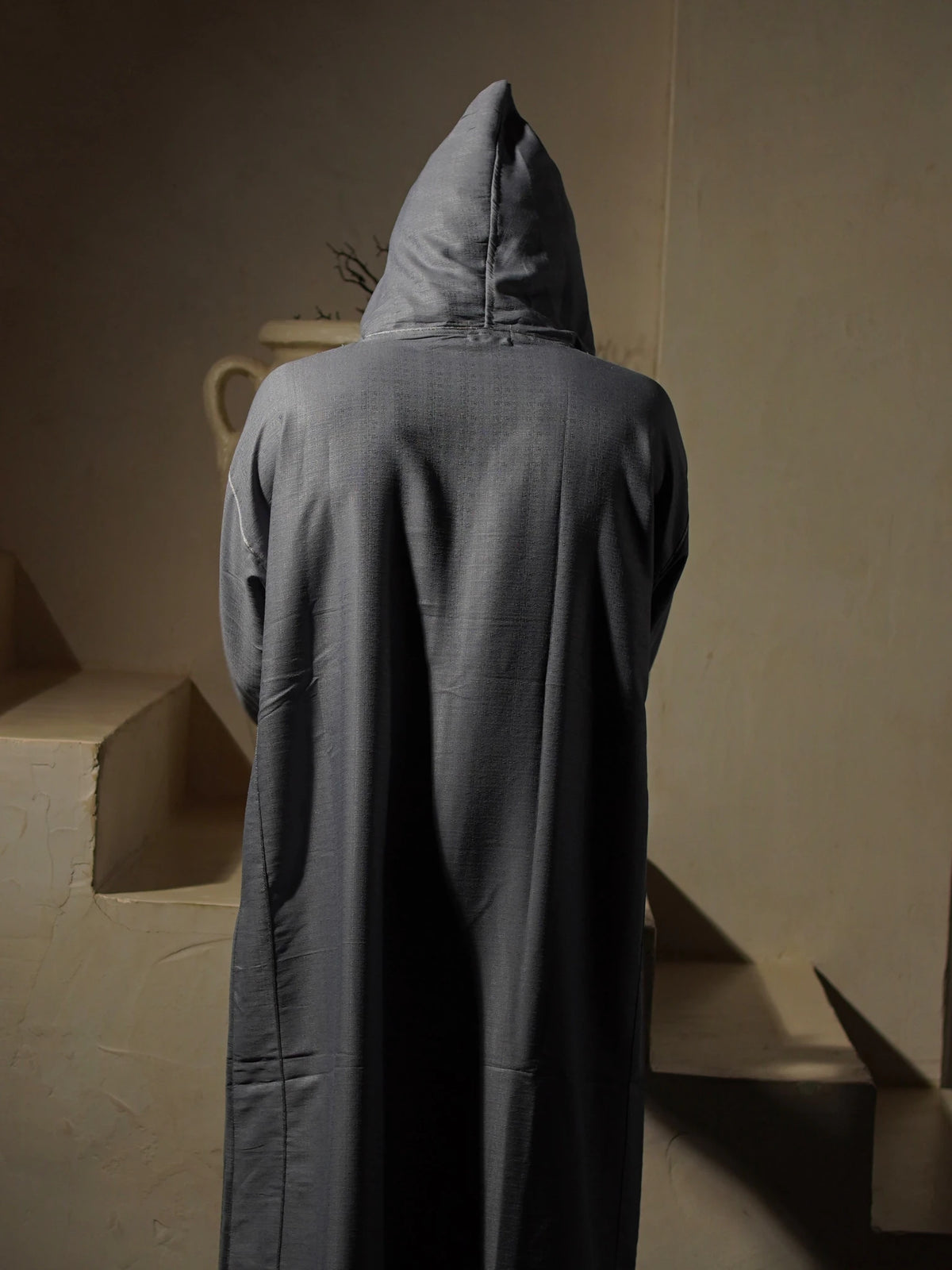 Men’s Grey Linen-Blend Djellaba